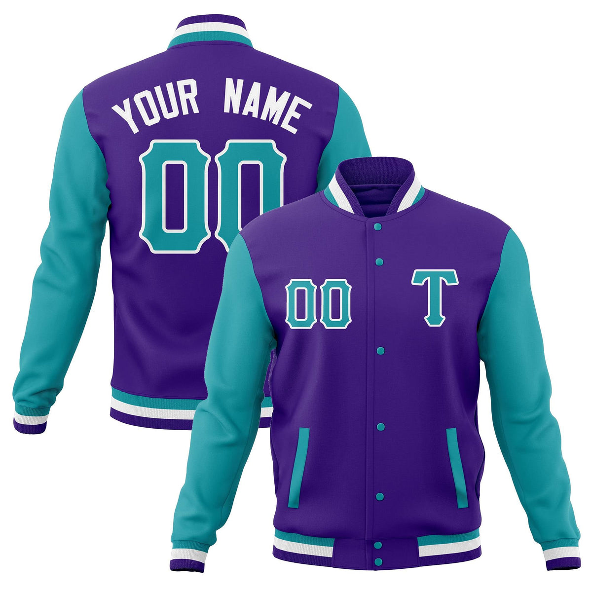 Custom Men&#39;s Casual Baseball Coats Varsity Letterman Full-Snap Jackets