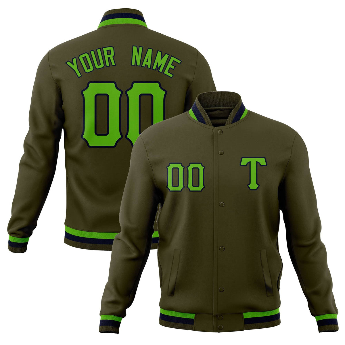 Custom Men&#39;s Casual Baseball Coats Varsity Letterman Full-Snap Jackets