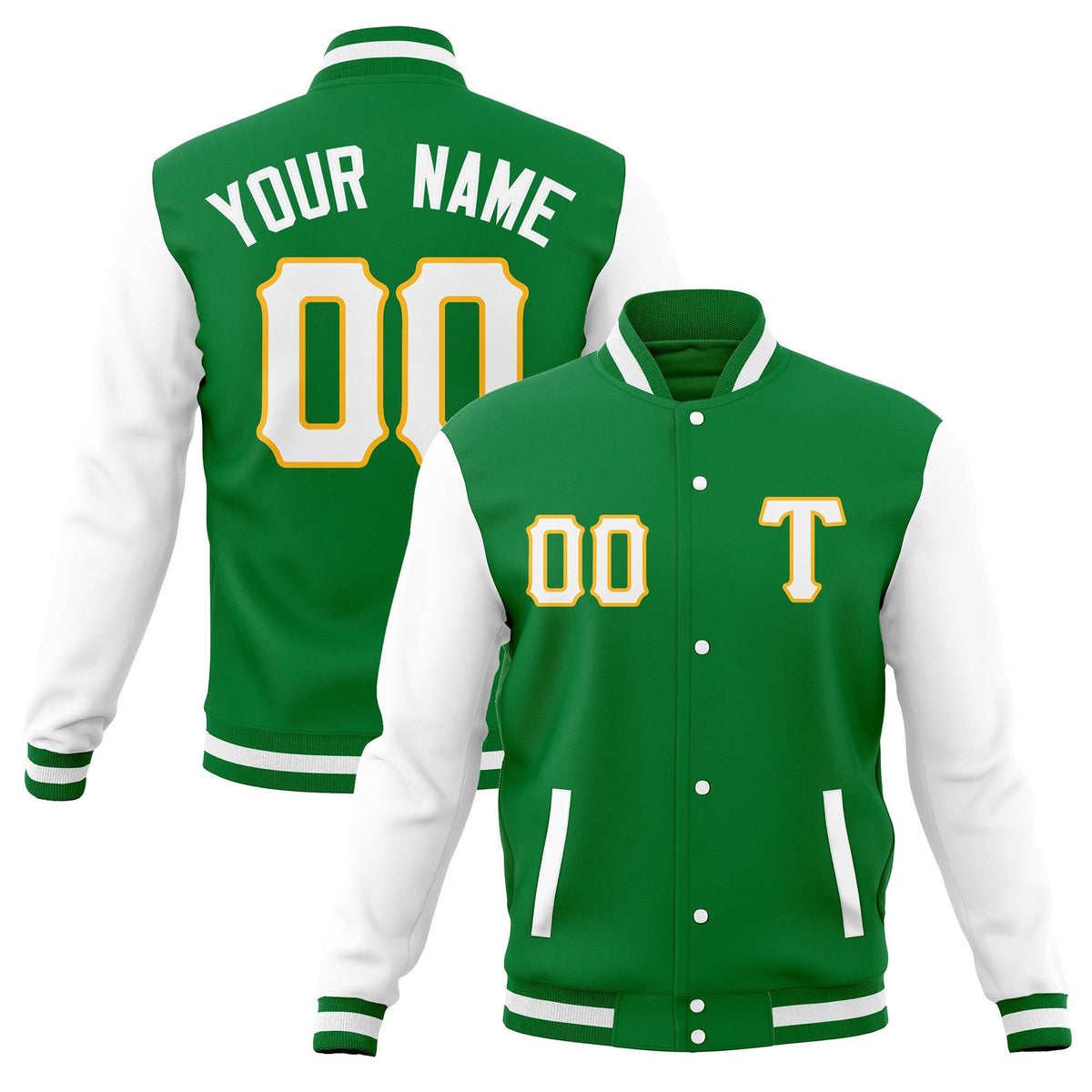 Custom Men&#39;s Casual Baseball Coats Varsity Letterman Full-Snap Jackets