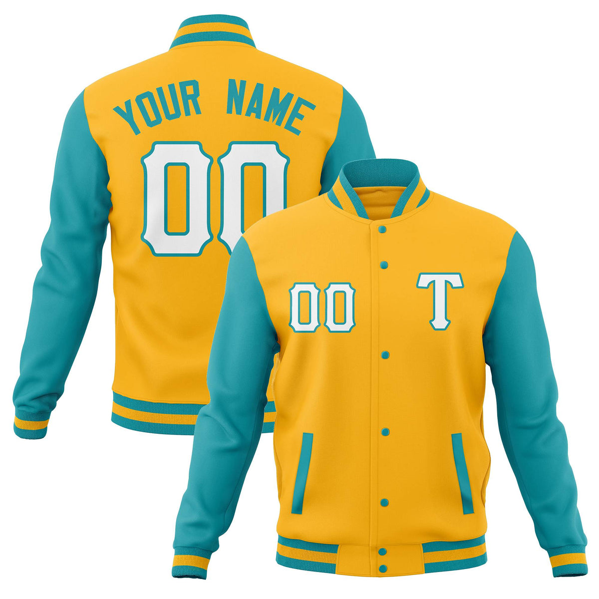 Custom Men&#39;s Casual Baseball Coats Varsity Letterman Full-Snap Jackets