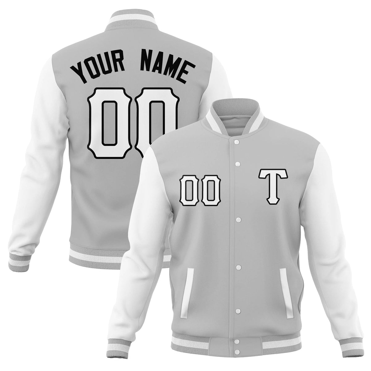 Custom Men&#39;s Casual Baseball Coats Varsity Letterman Full-Snap Jackets
