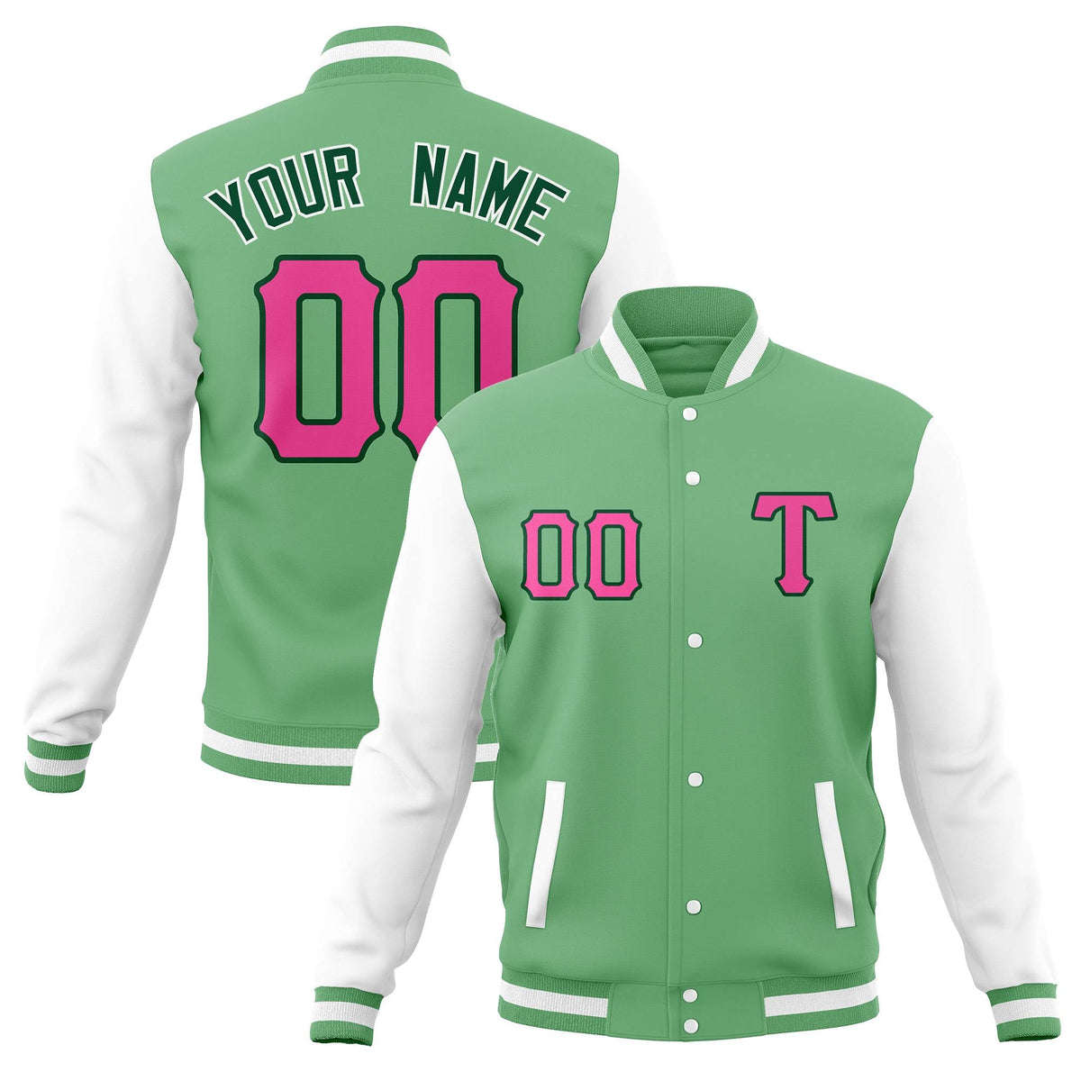 Custom Men&#39;s Casual Baseball Coats Varsity Letterman Full-Snap Jackets