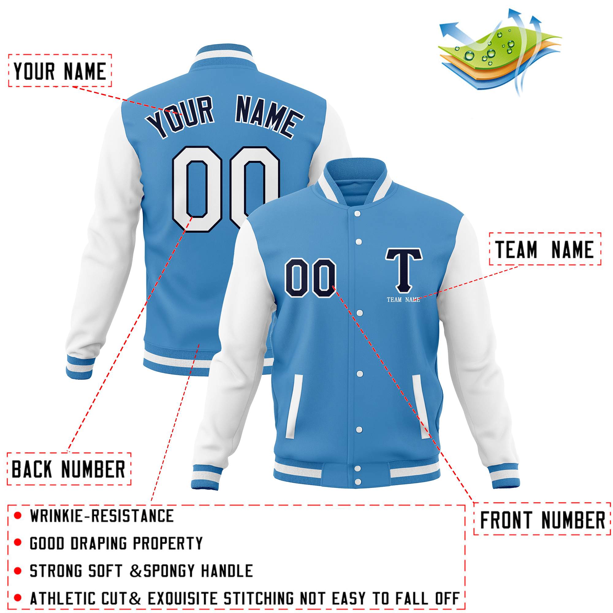 Custom Casual Letterman Varsity Jacket Stitched Baseball Coats
