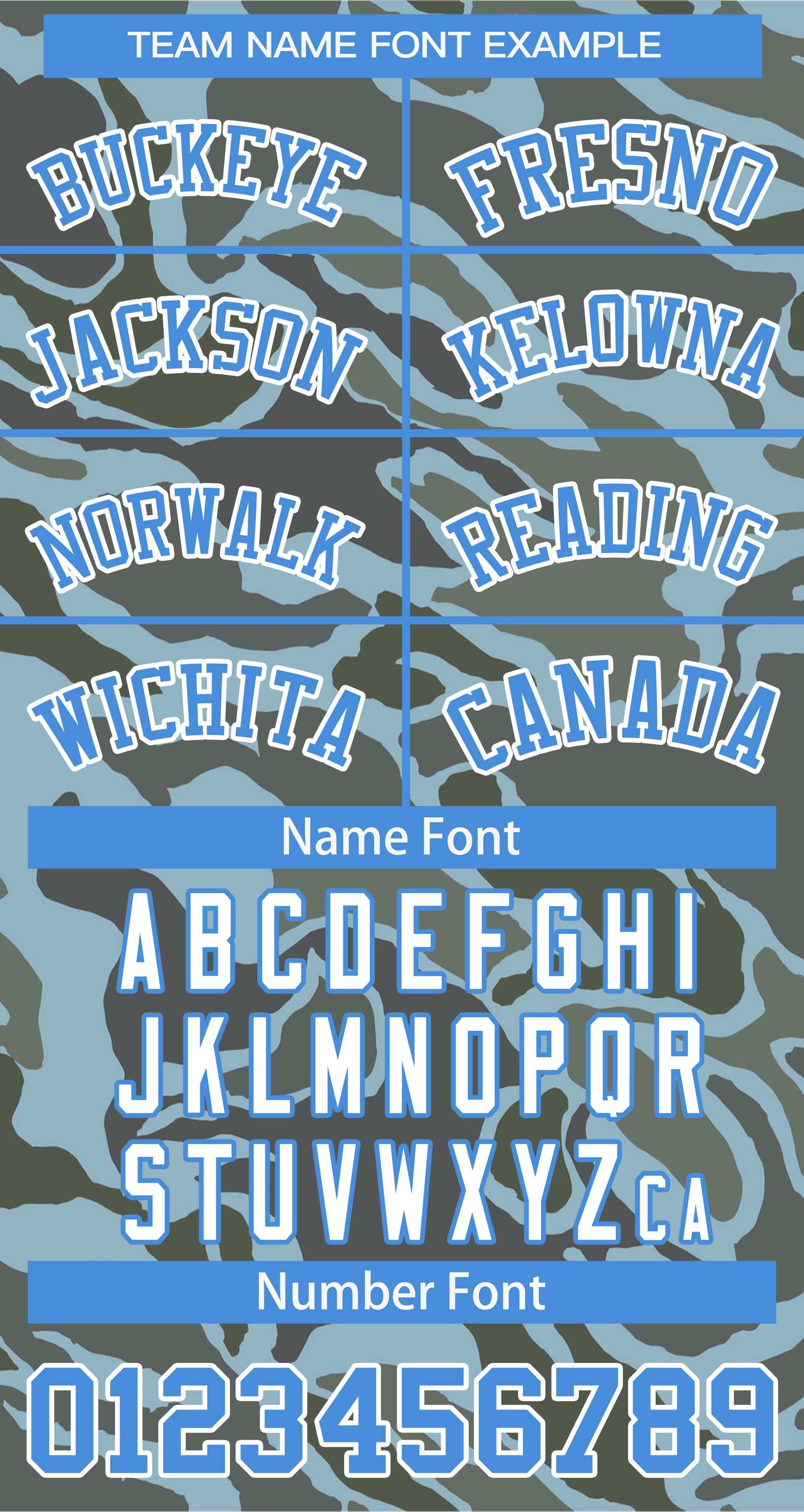 Custom Powder Blue White Camo Varsity Full-Snap Letterman Bomber Jacket