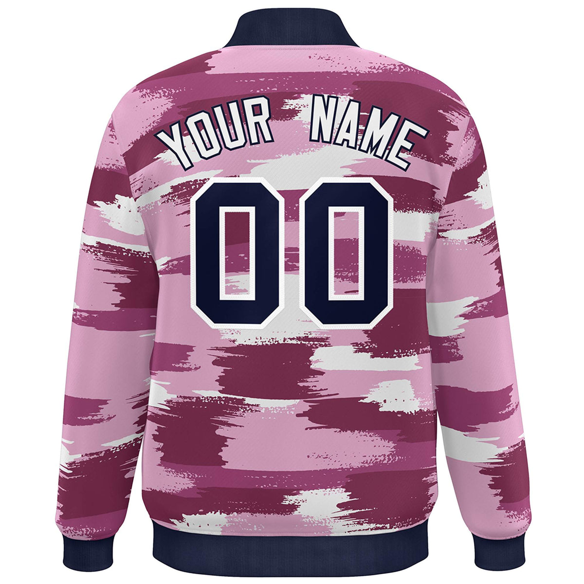 Custom Navy White Camo Varsity Full-Snap Letterman Bomber Jacket