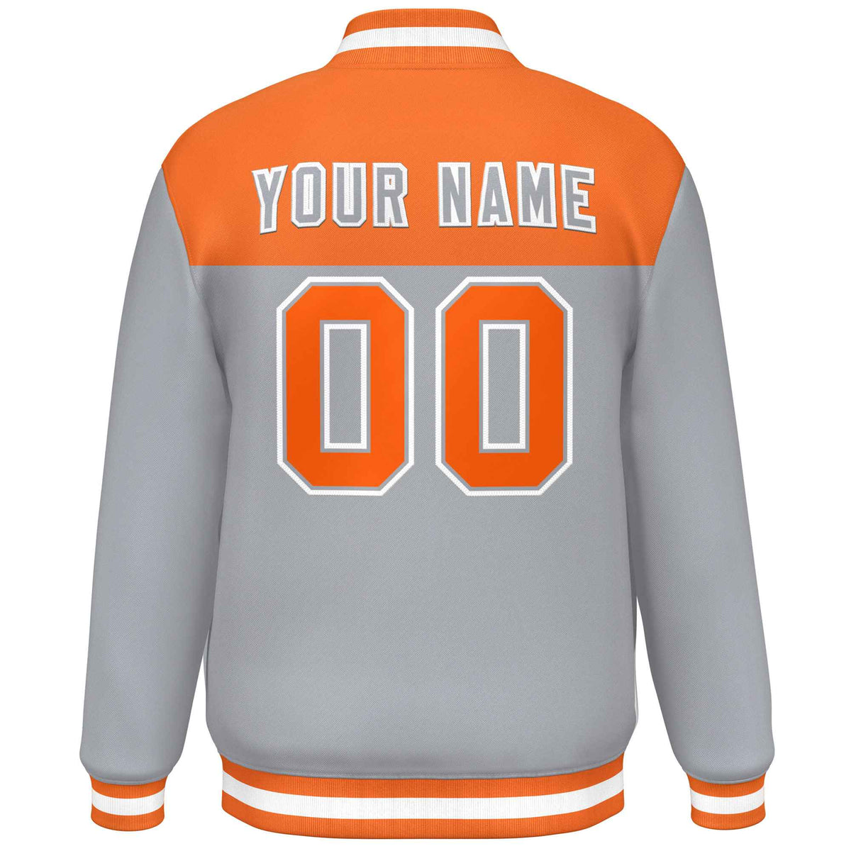 Custom Orange Gray-White Varsity Full-Snap Color Block Lettermen Baseball Jacket