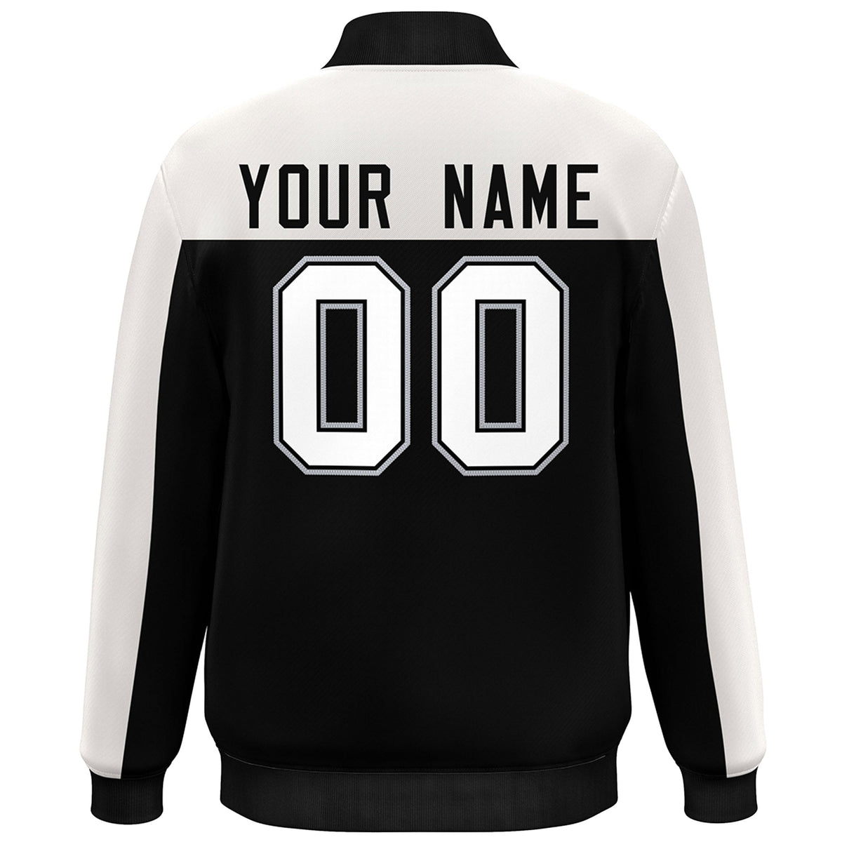 Custom White Black Color Block Varsity Full-Snap Bomber Jacket