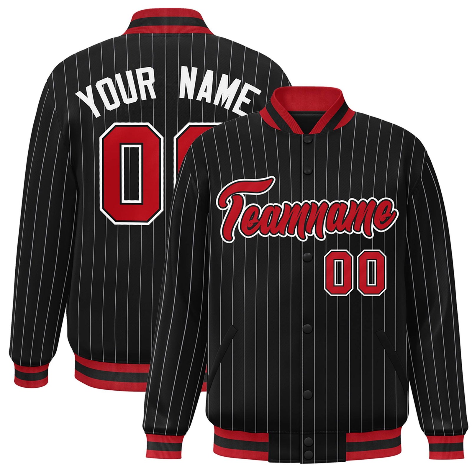 Custom Black Scarlet-White Personalized Stripe Fashion Bomber Jacket for School Varsity