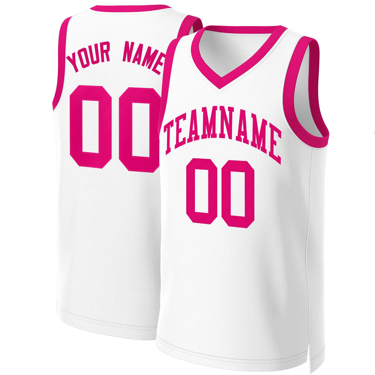 Custom White Pink Classic Tops Basketball Jersey