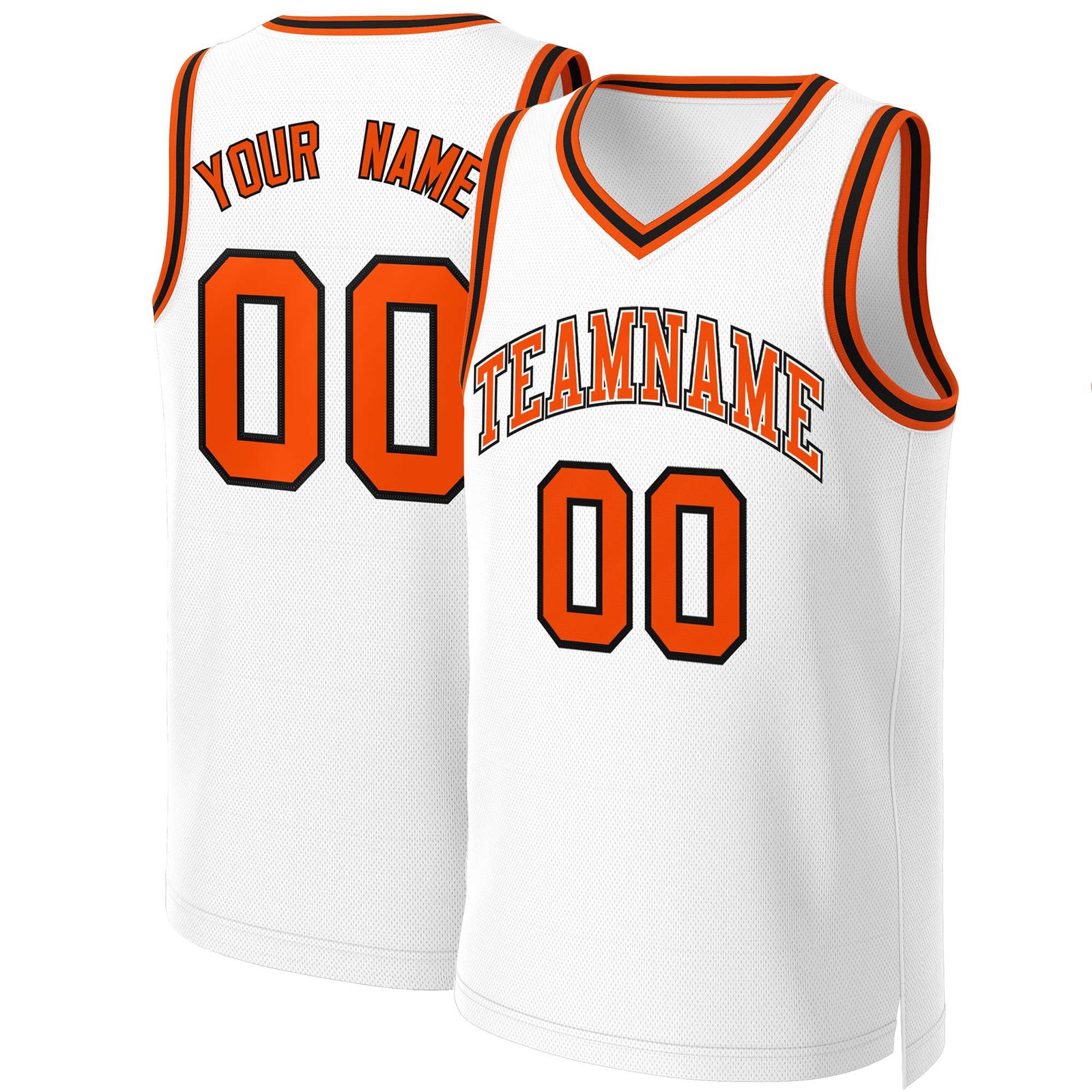 Custom White Orange-White Classic Tops Basketball Jersey