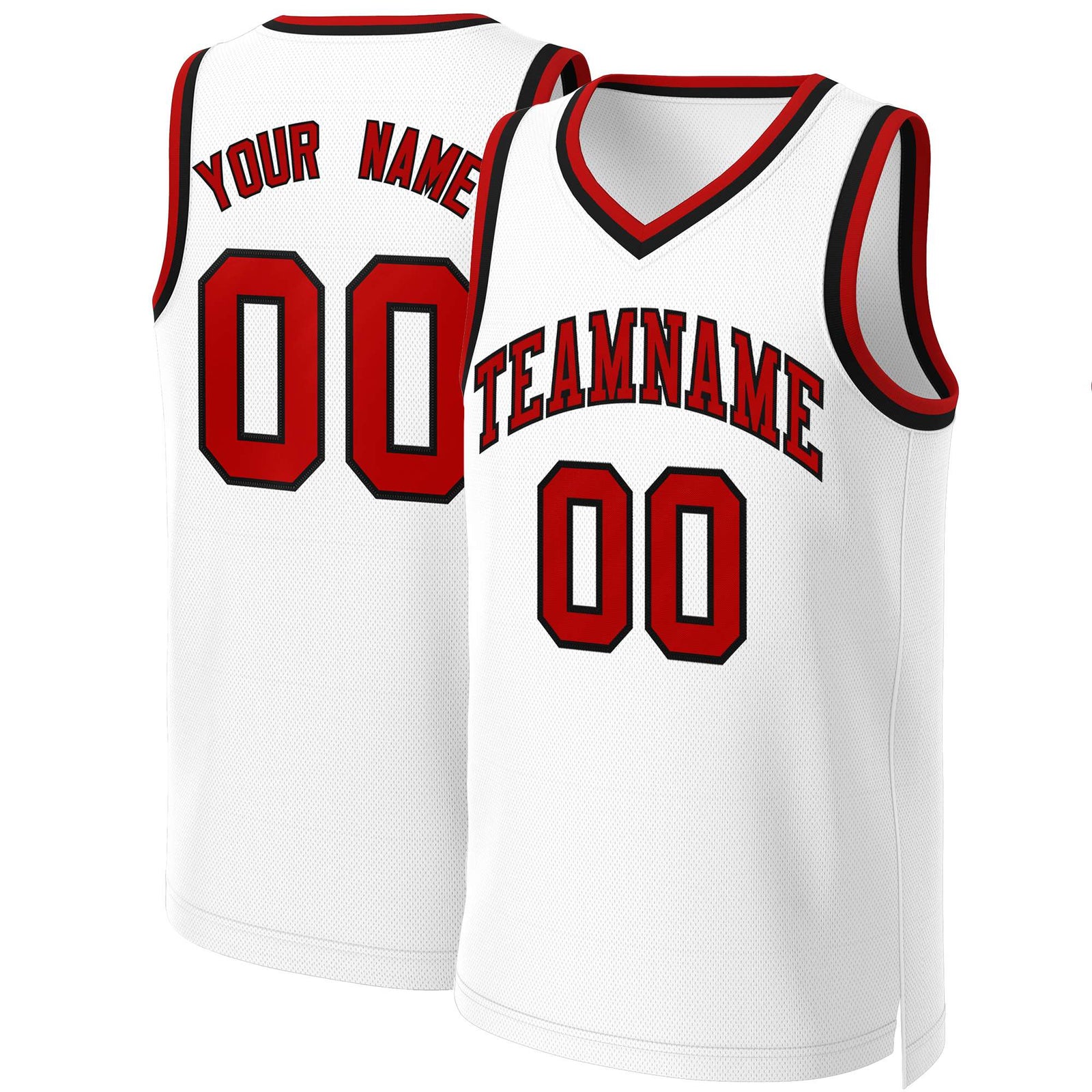 Custom White Red-Black Classic Tops Basketball Jersey