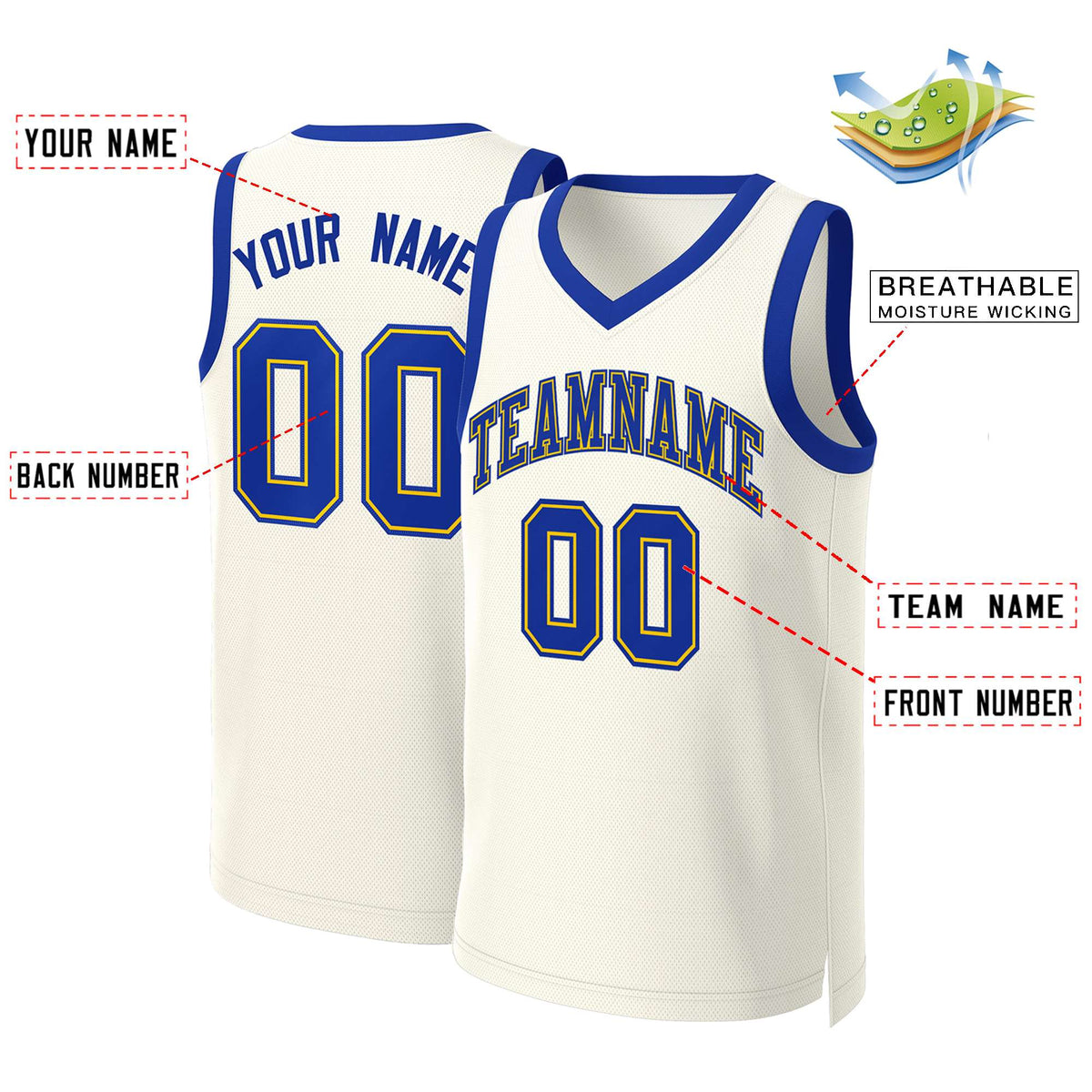 Custom Khaki Royal-Yellow Classic Tops Basketball Jersey