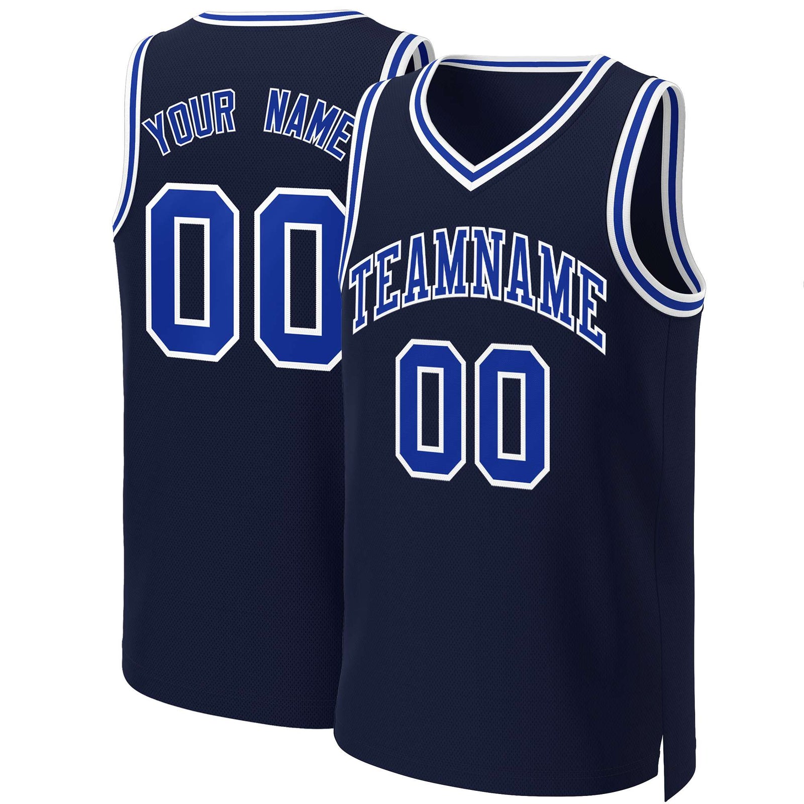 Custom Navy Royal-White Classic Tops Basketball Jersey