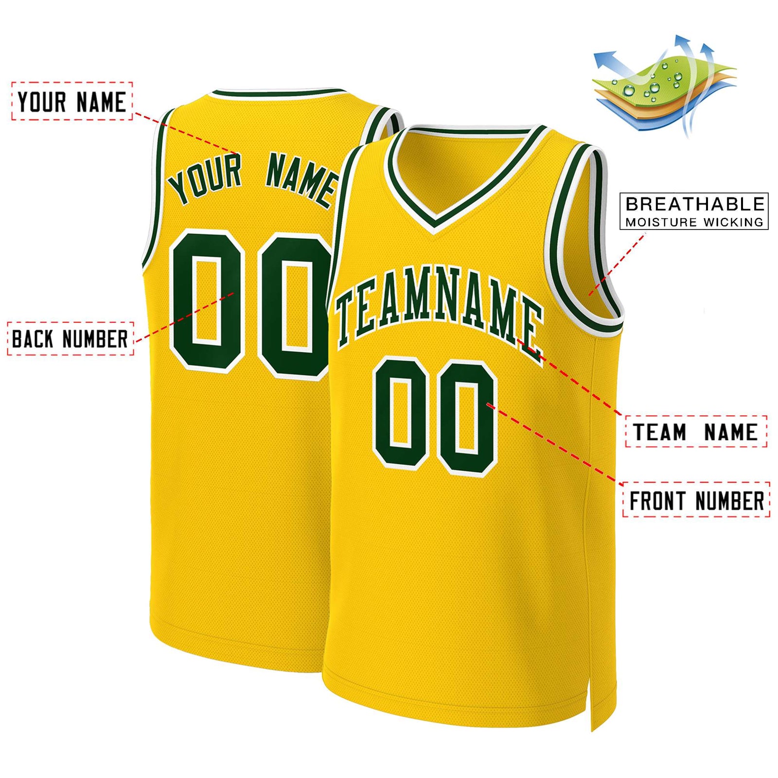 Custom Yellow Green-White Classic Tops Basketball Jersey