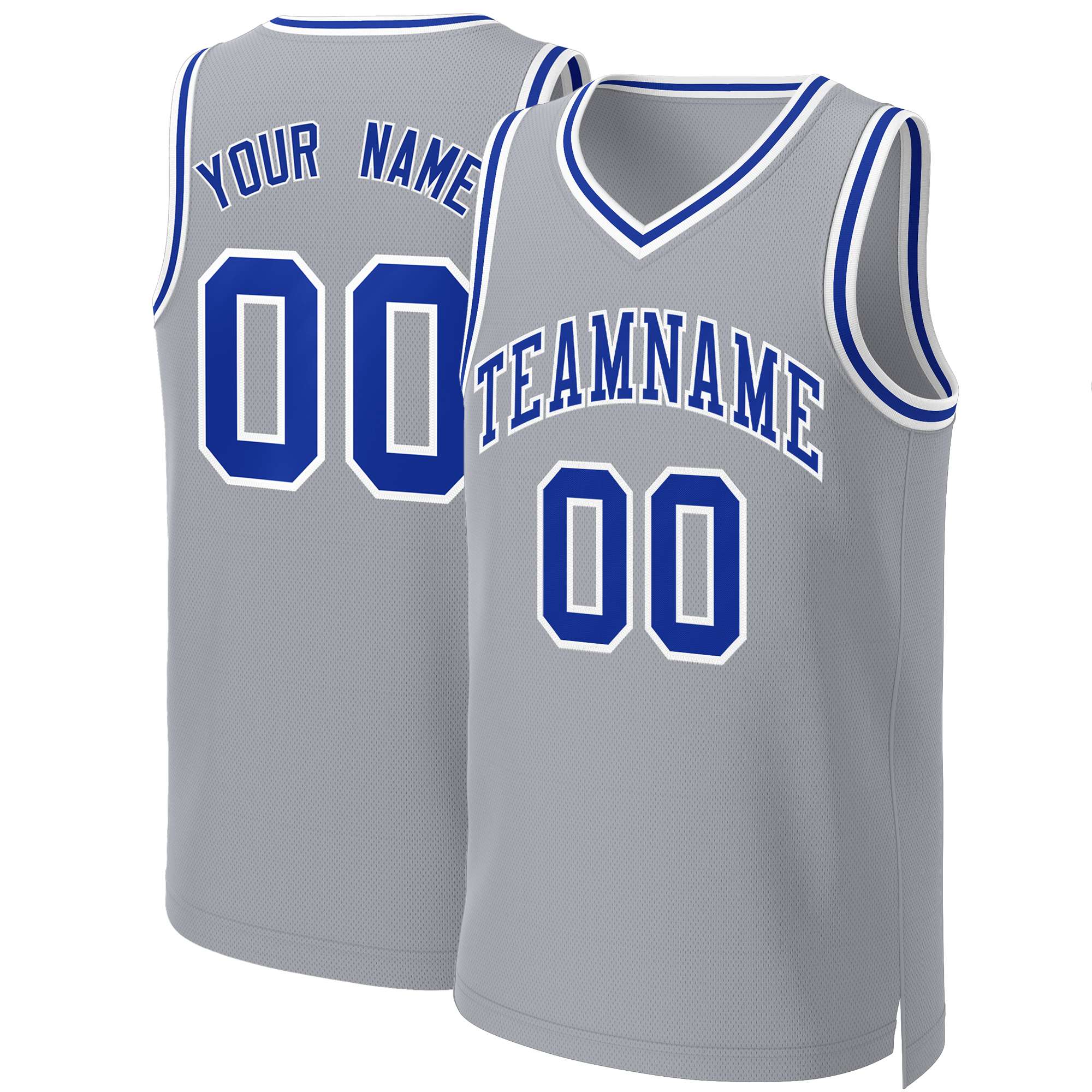 Custom Gray Royal-White Classic Tops Basketball Jersey