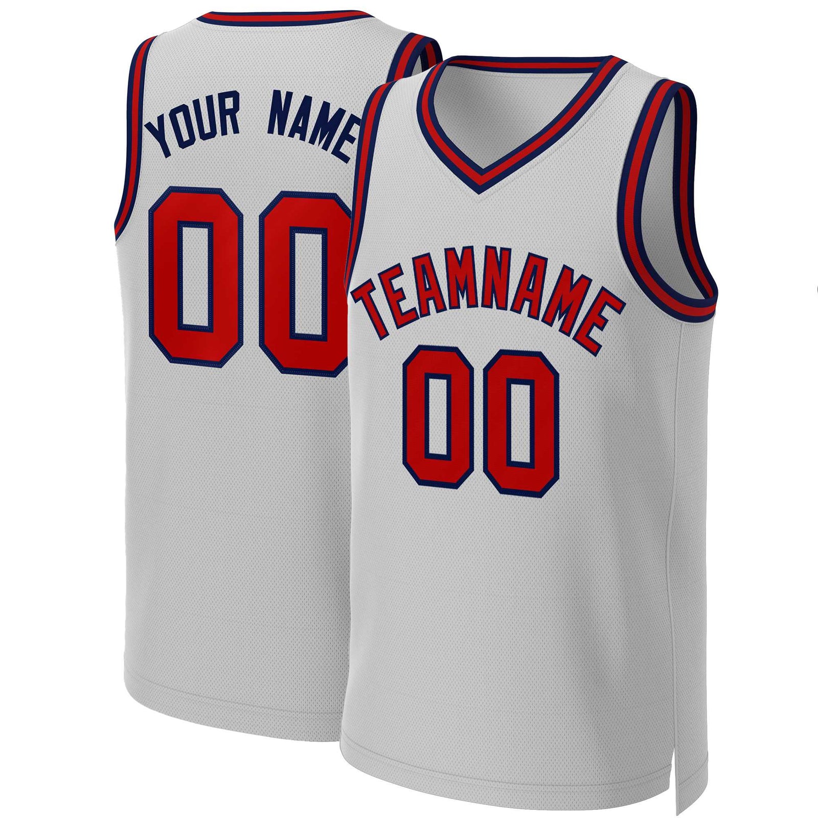 Custom Gray Red-Navy Classic Tops Basketball Jersey