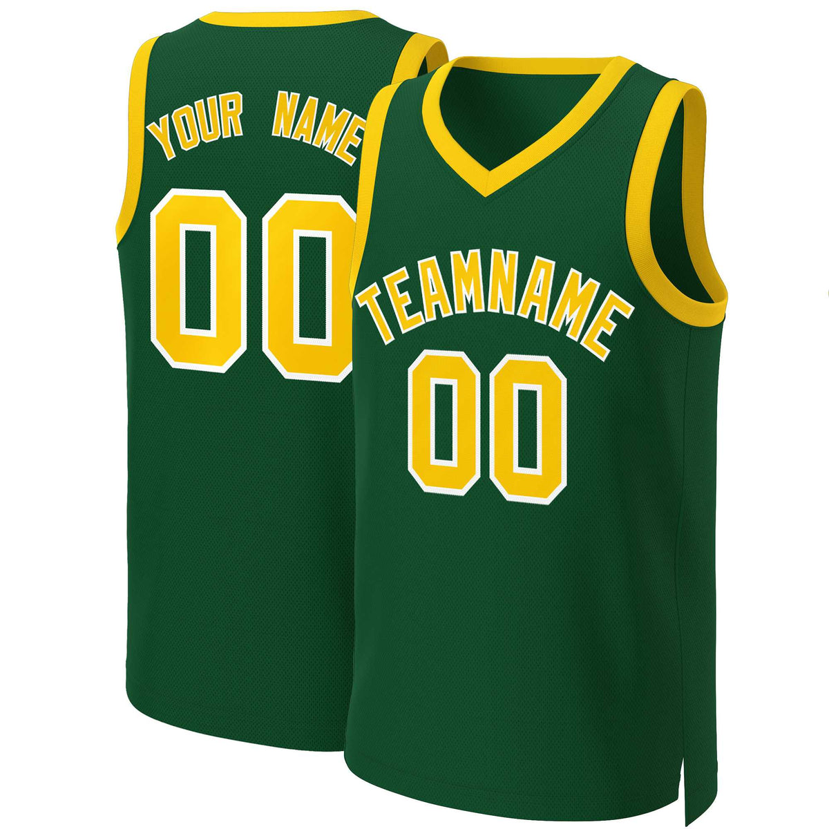 Custom Green Gold-White Classic Tops Basketball Jersey