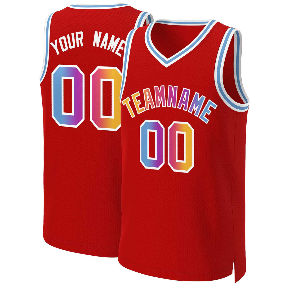 Custom Red Yellow-White Classic Gradient Fashion Tops Basketball Jersey
