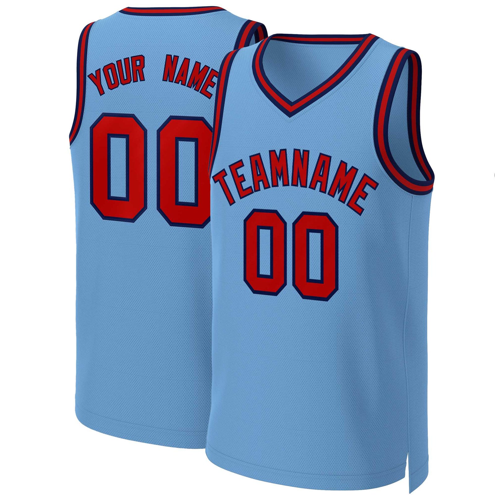 Custom Light Blue Red-Navy Classic Tops Basketball Jersey