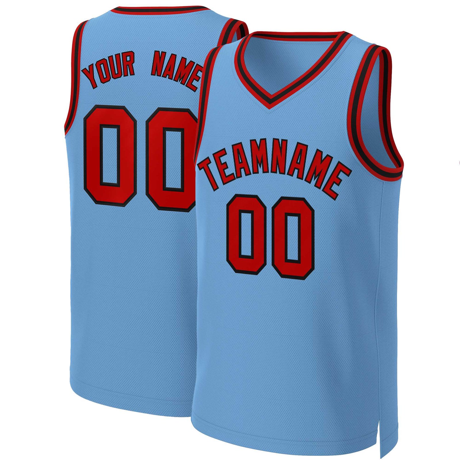 Custom Light Blue Red-Black Classic Tops Basketball Jersey