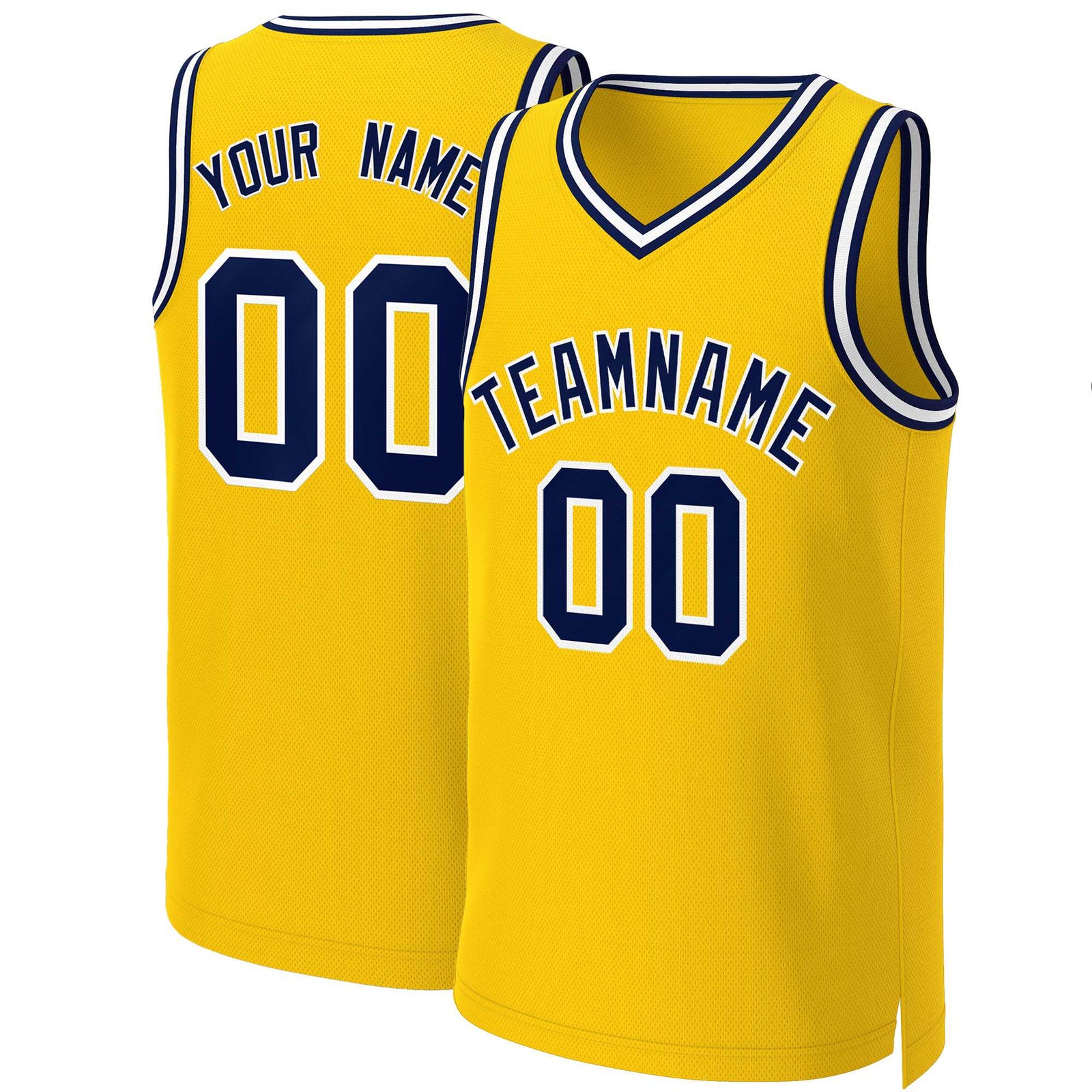 Custom Yellow Navy-White Classic Tops Basketball Jersey