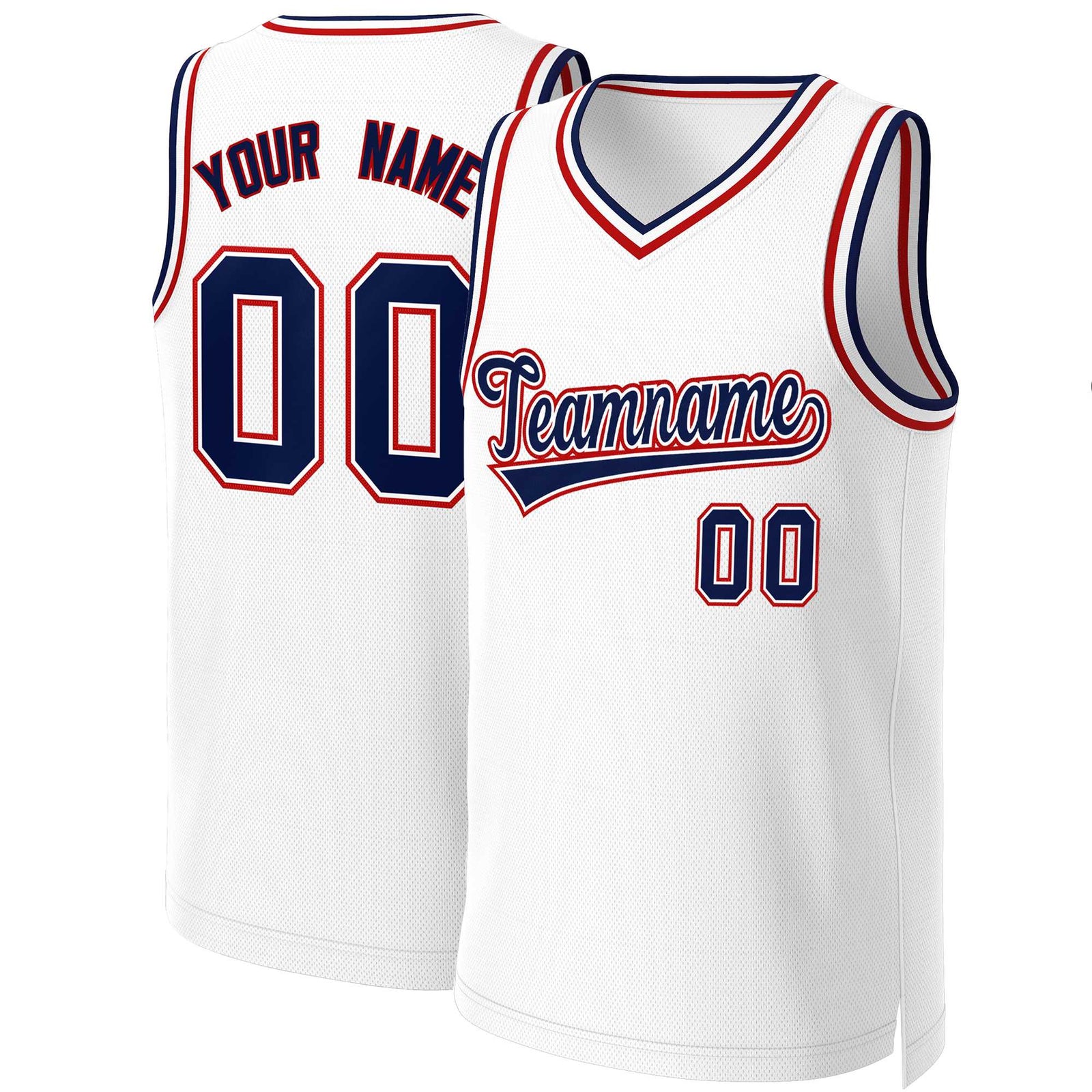 Custom White Navy-White Classic Tops Basketball Jersey