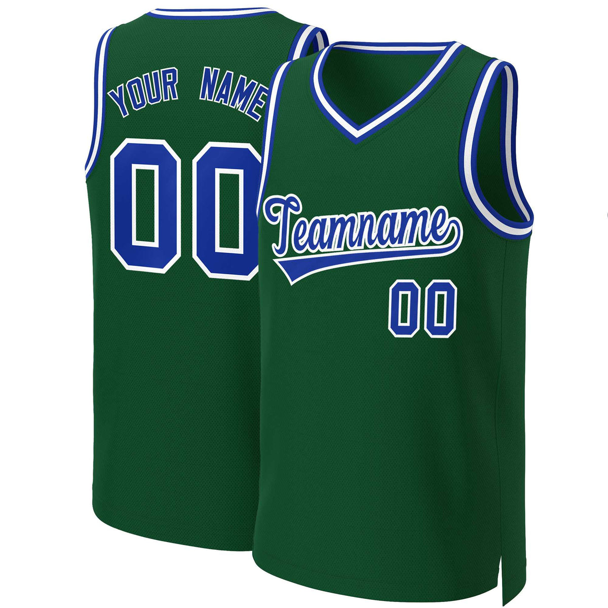Custom Green Royal-White Classic Tops Basketball Jersey