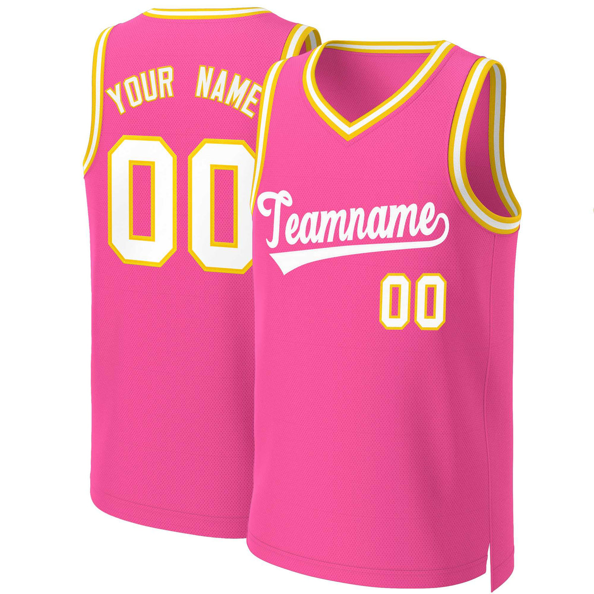Custom Pink White Classic Tops Basketball Jersey