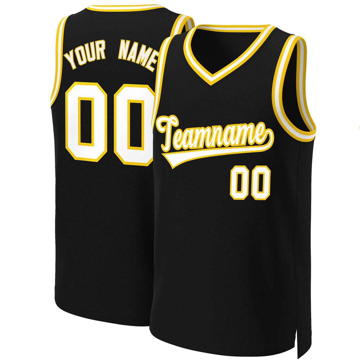 Custom Black White-Yellow Classic Tops Basketball Jersey