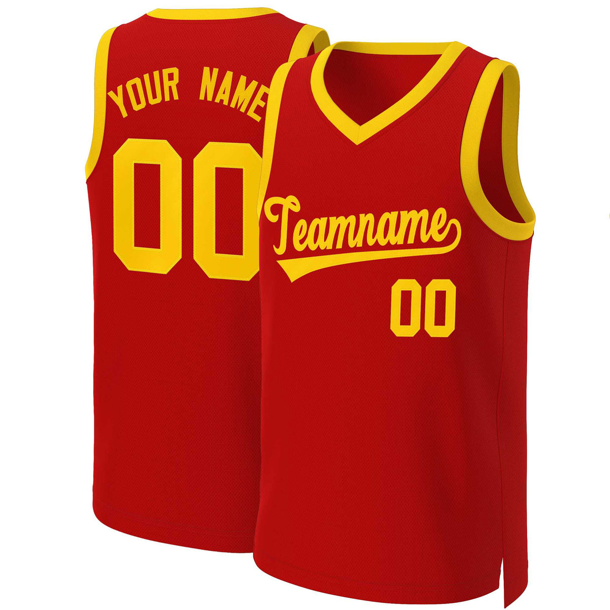 Custom Red Yellow Classic Tops Basketball Jersey