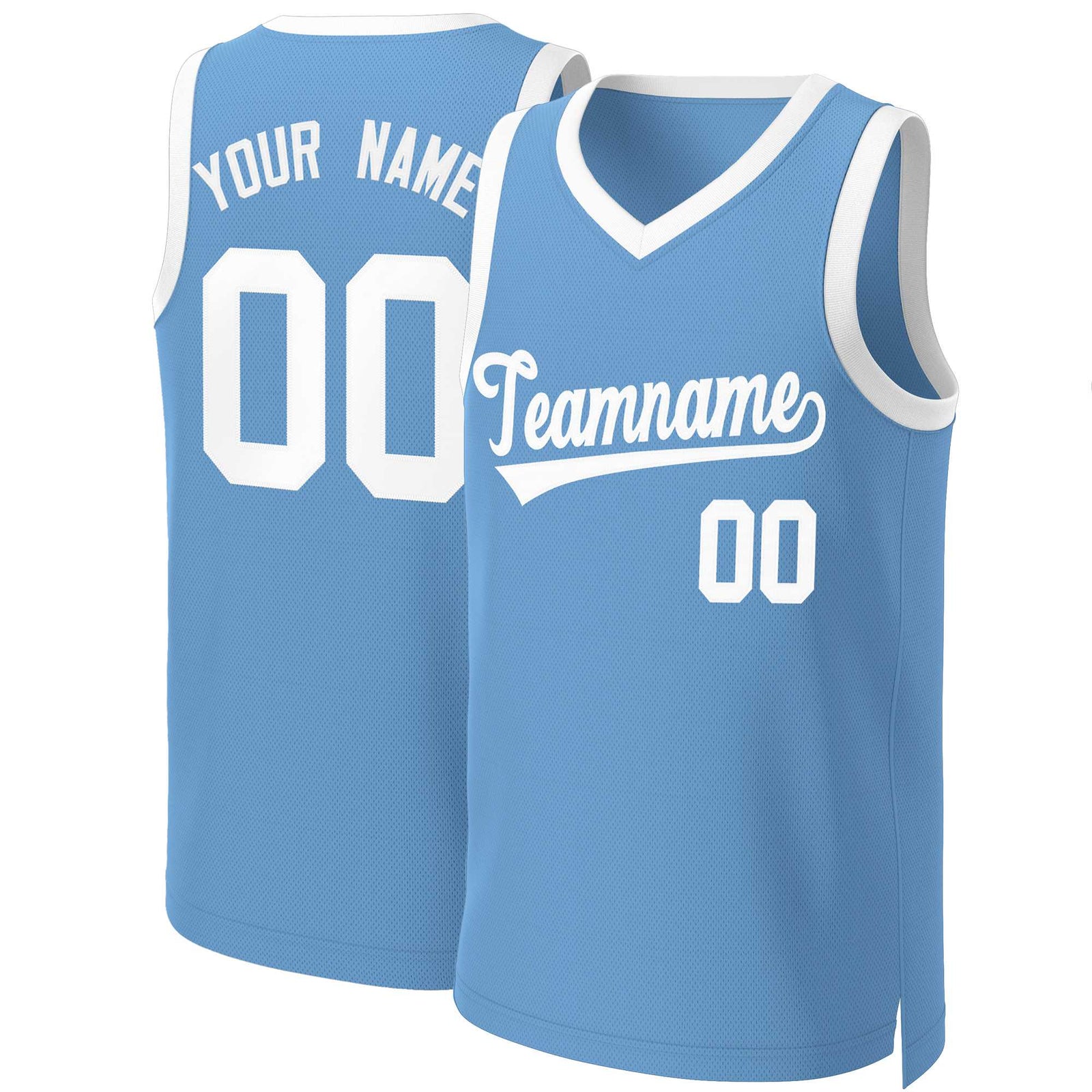 Custom Light Blue White Classic Tops Basketball Jersey