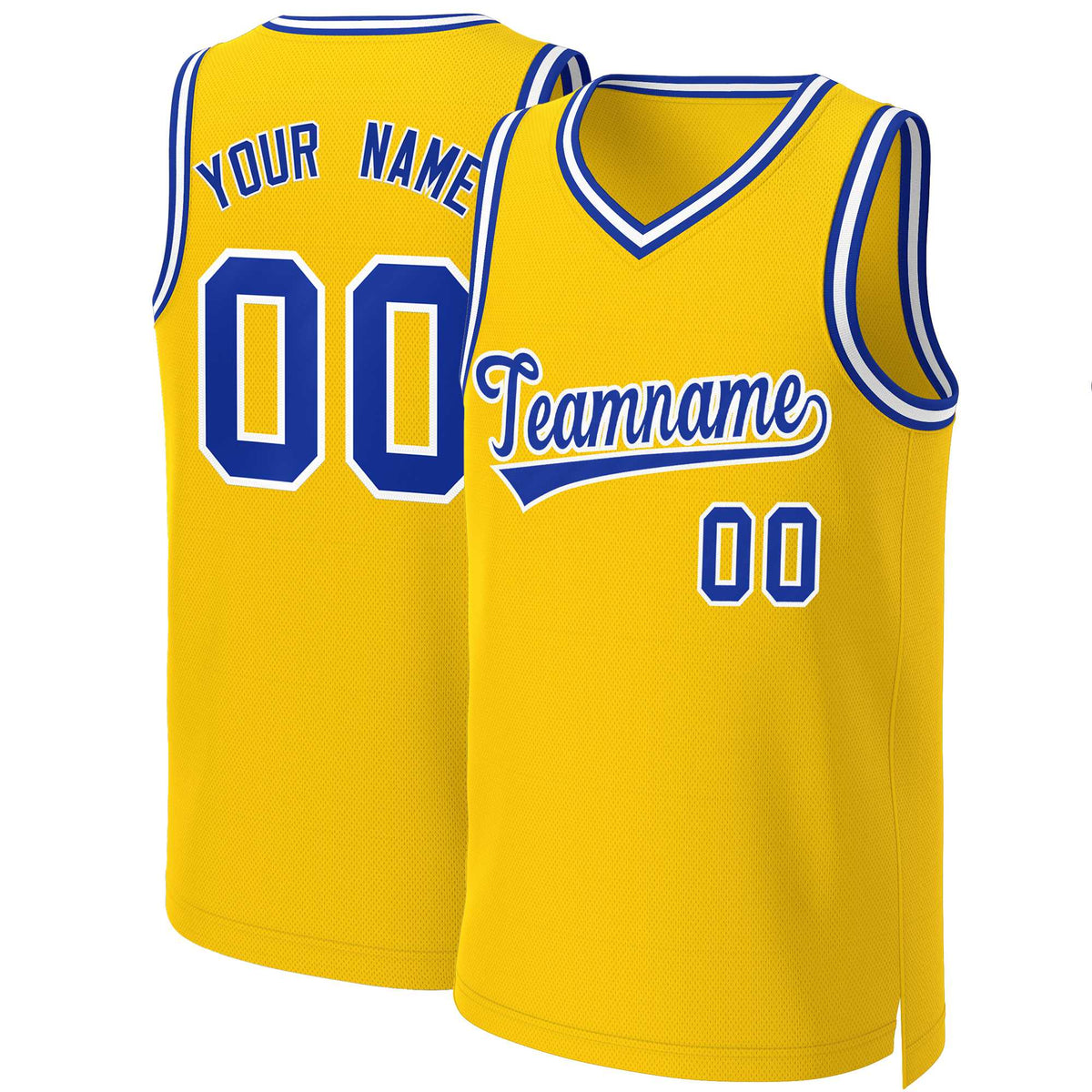 Custom Yellow Royal-White Classic Tops Basketball Jersey