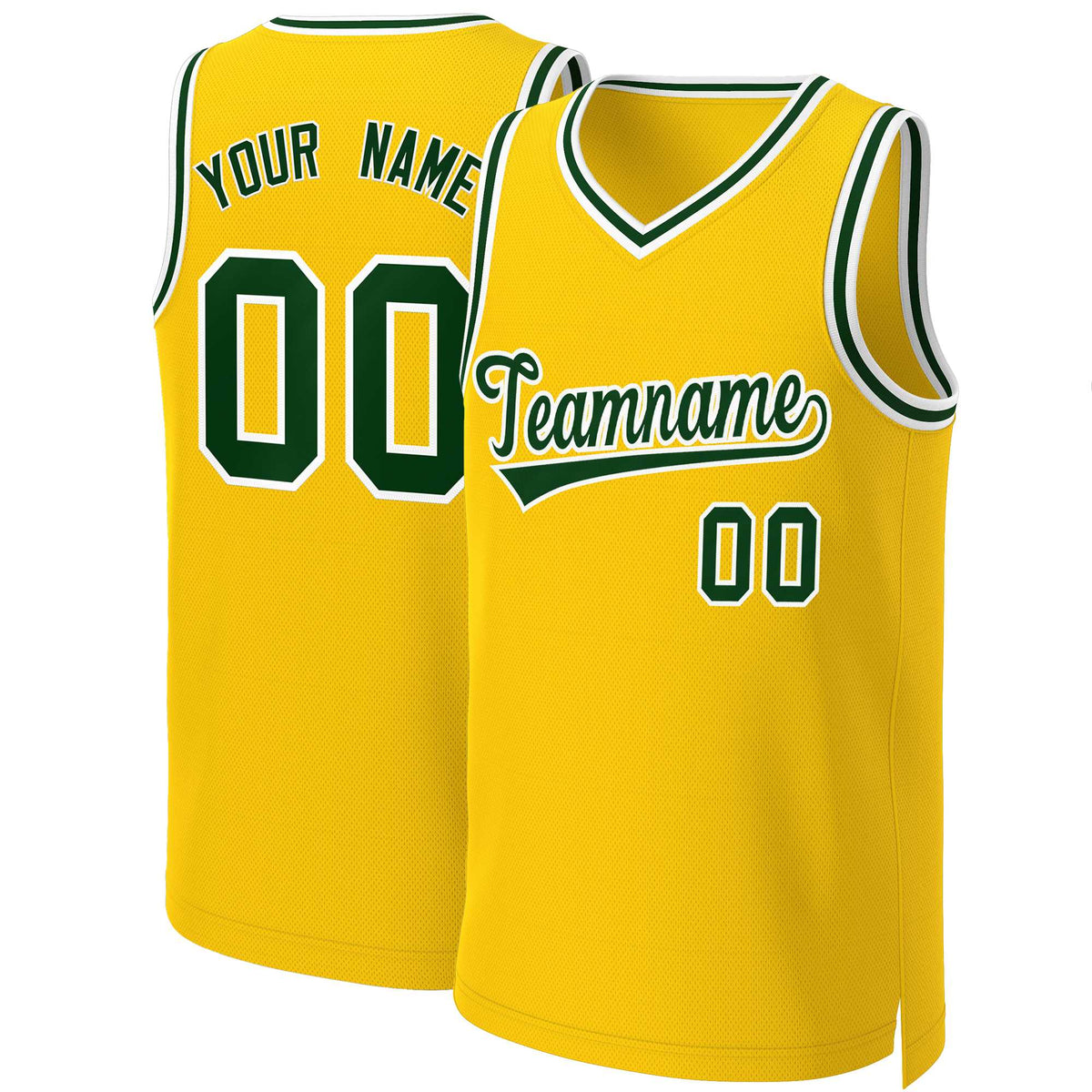 Custom Yellow Green-White Classic Tops Basketball Jersey