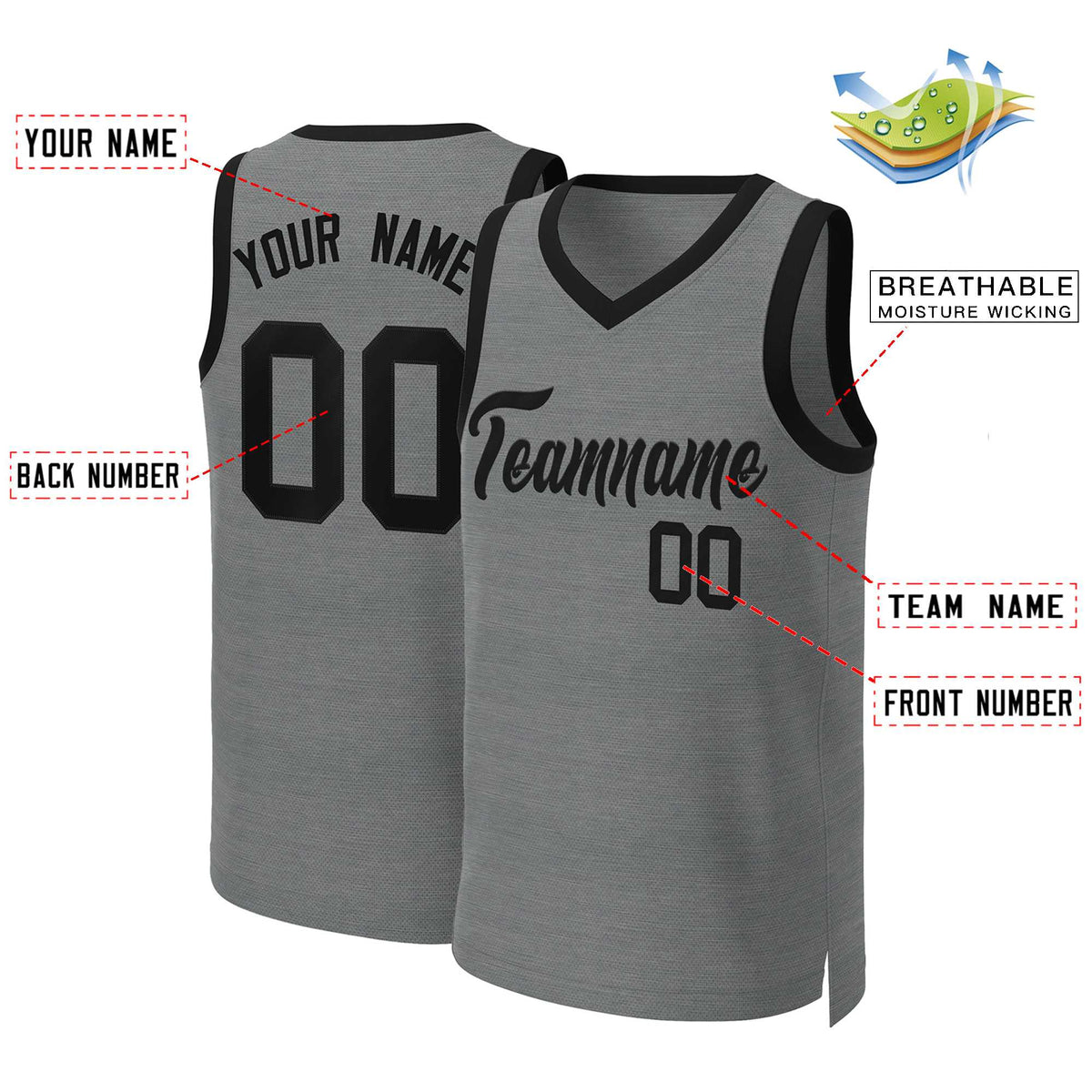 Custom Dark Gray Black Classic Tops Basketball Jersey