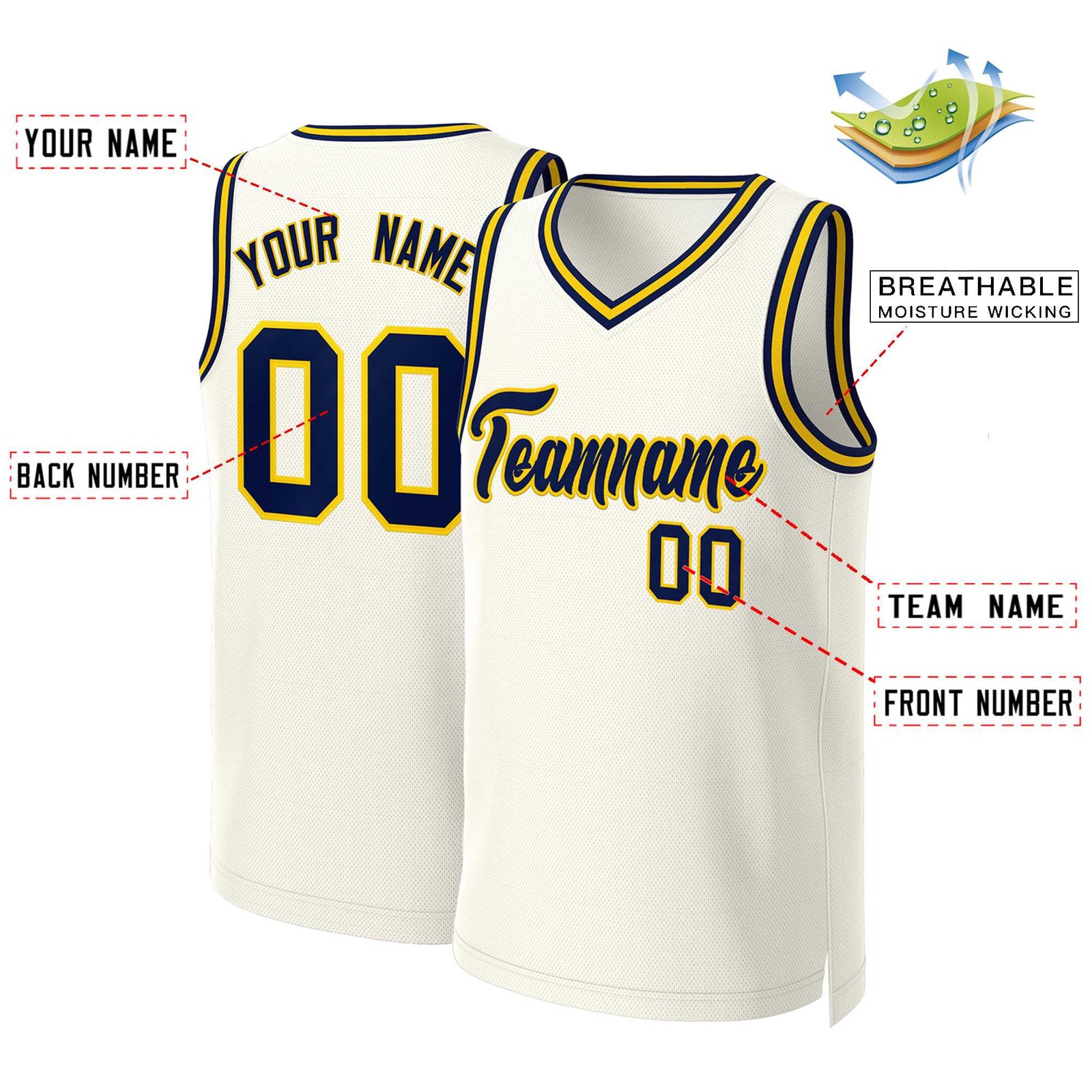 Custom Khaki Navy-Yellow Classic Tops Basketball Jersey