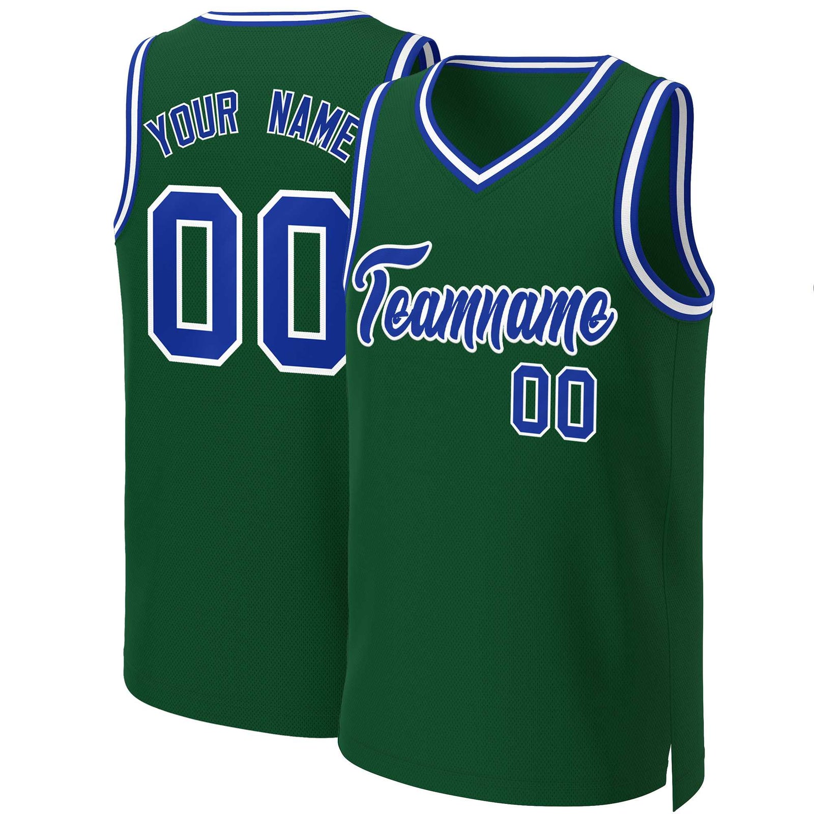 Custom Green Royal-White Classic Tops Basketball Jersey