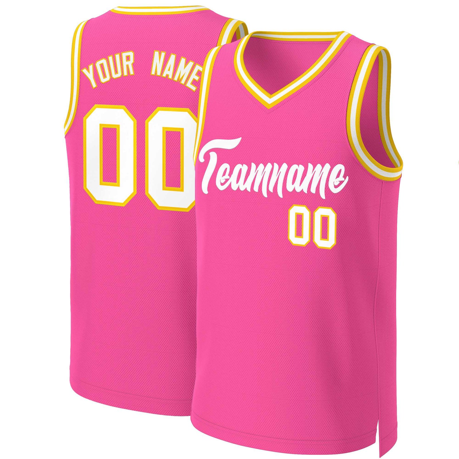 Custom Pink White Classic Tops Basketball Jersey