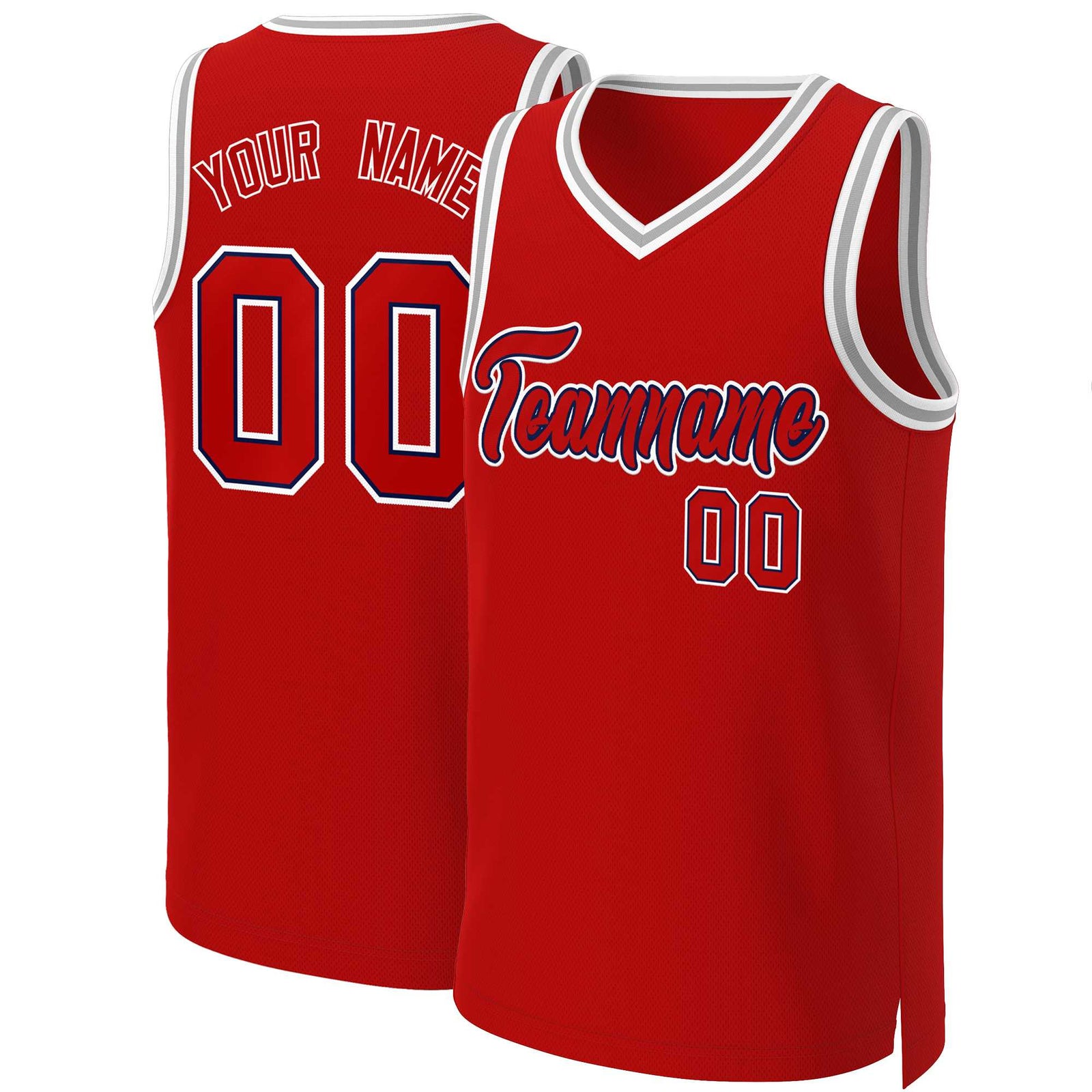 Custom Red Red-Navy Classic Tops Basketball Jersey