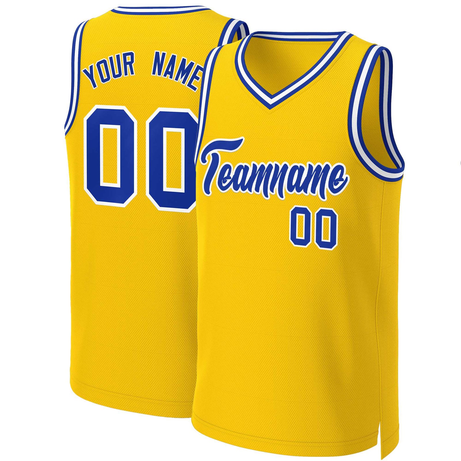 Custom Yellow Royal-White Classic Tops Basketball Jersey