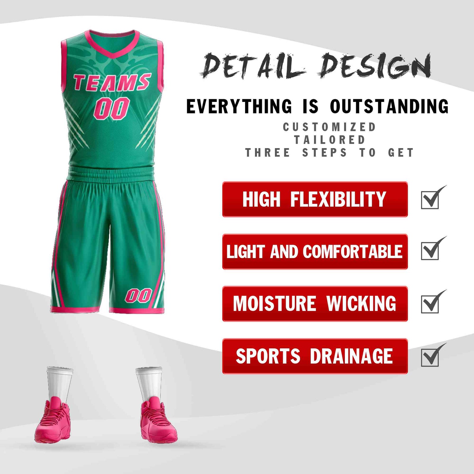 Custom Teal Pink-White Graffiti Pattern Sets Claw Element Basketball Jersey
