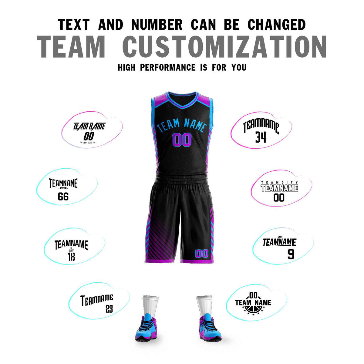 Custom Black Powder Blue Graffiti Pattern Sets Bar Element Basketball Jersey