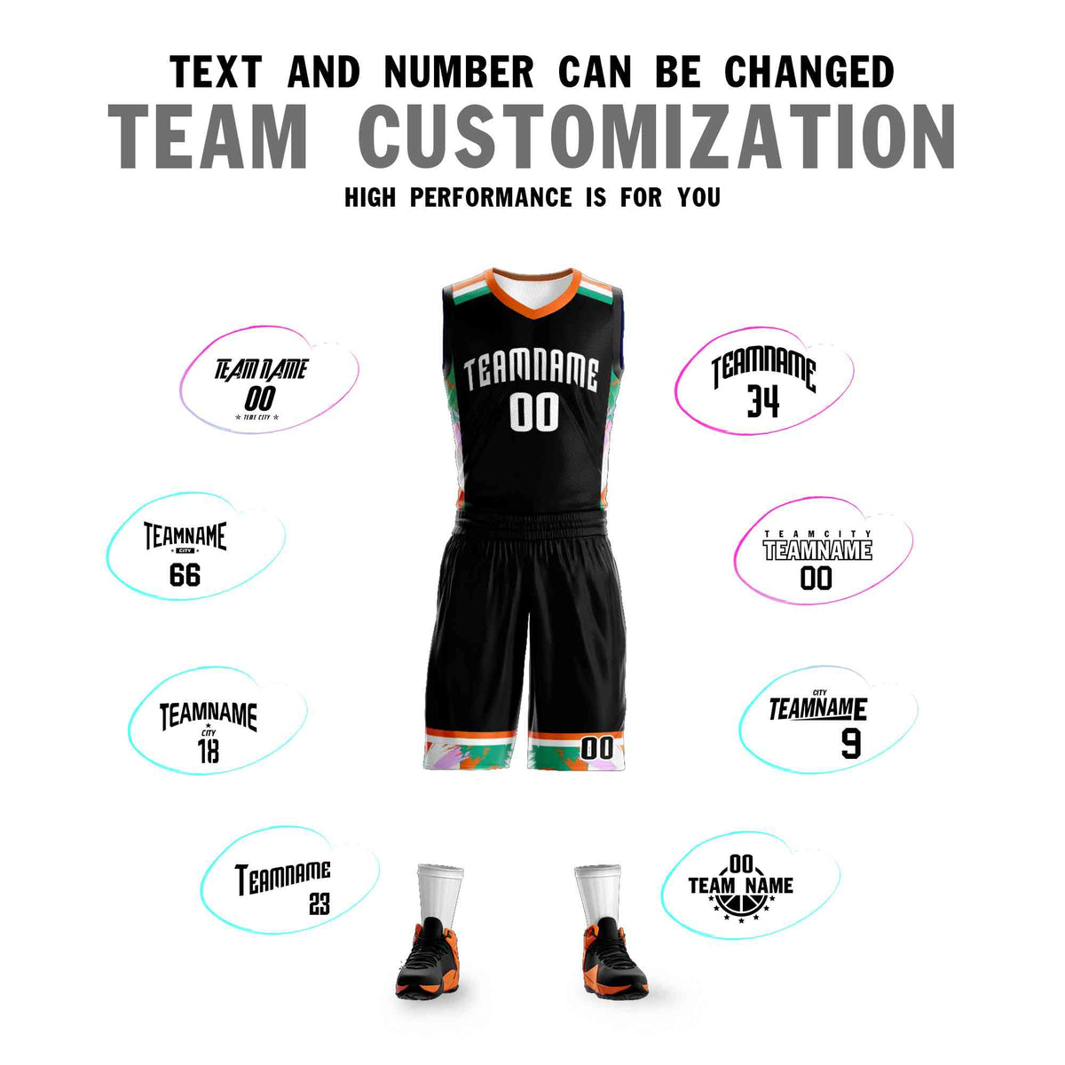 Custom Black White Graffiti Pattern Sets Basketball Jersey