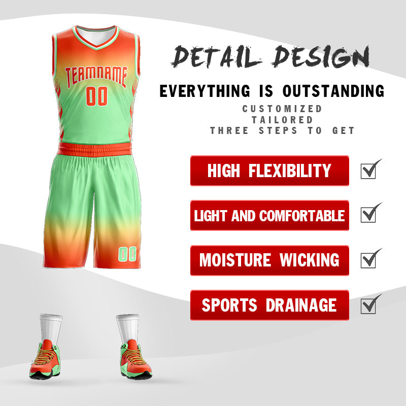 Custom Orange Yellow Orange-White Gradient Fashion Sets Basketball Jersey