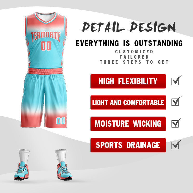 Custom Light Red White Light Red-White Gradient Fashion Sets Basketball Jersey