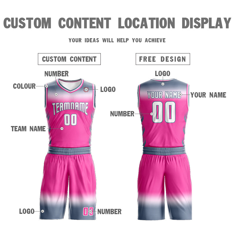 Custom Gray White White-White Gradient Fashion Sets Basketball Jersey