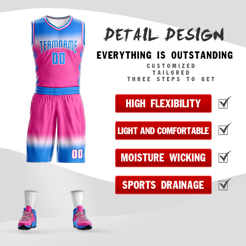Custom Powder Blue White Powder Blue-White Gradient Fashion Sets Basketball Jersey