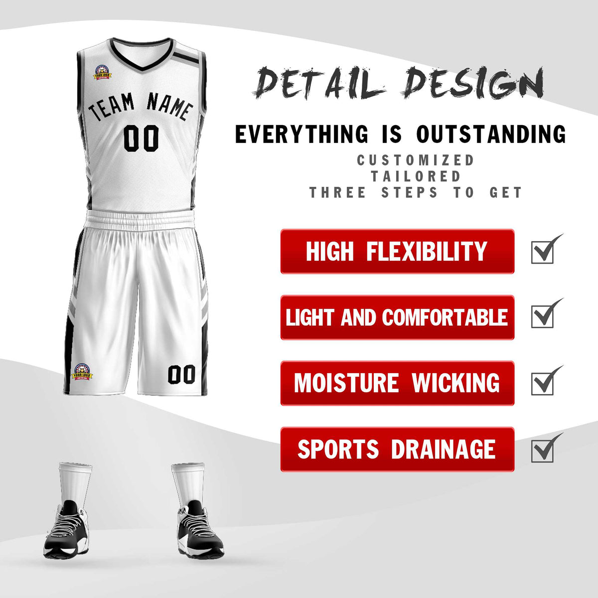 Custom White Black Classic Sets Mesh Basketball Jersey