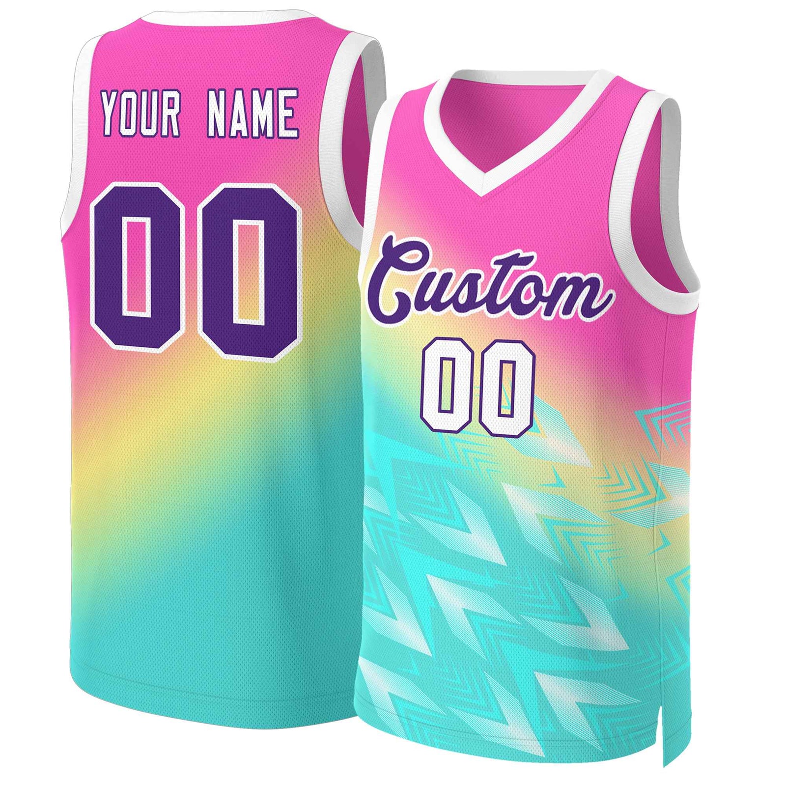 Custom Red Green-Purple Gradient Fashion Tops Slash Basketball Jersey