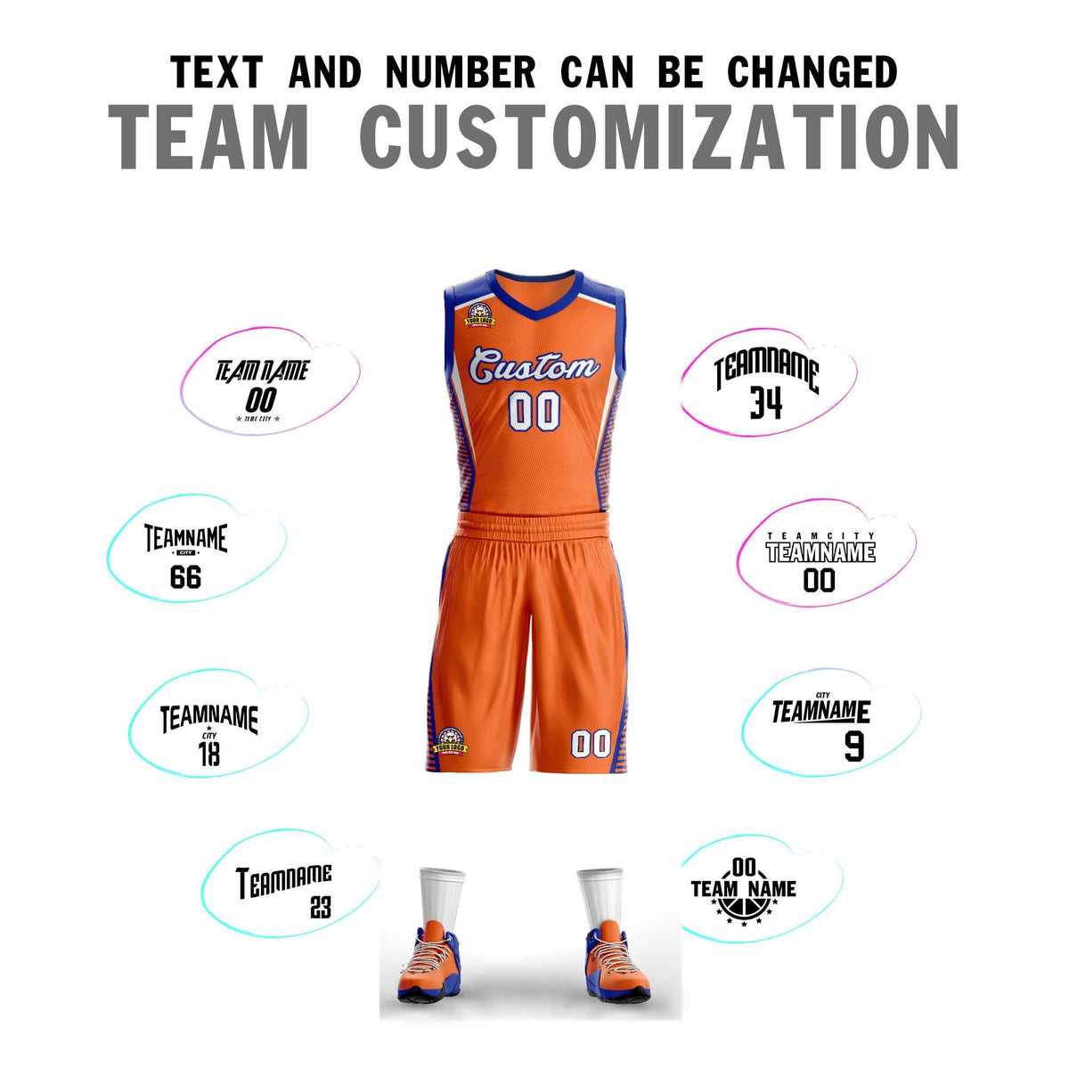 Custom Orange White-Royal Classic Sets Mesh Basketball Jersey