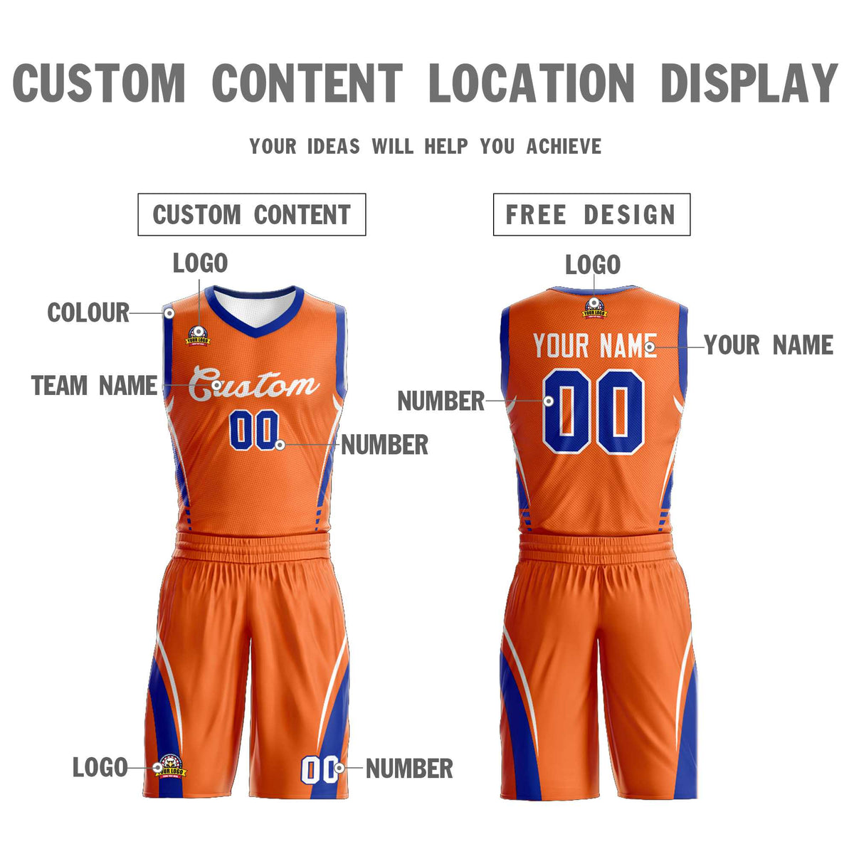 Custom Orange White Classic Sets Mesh Basketball Jersey